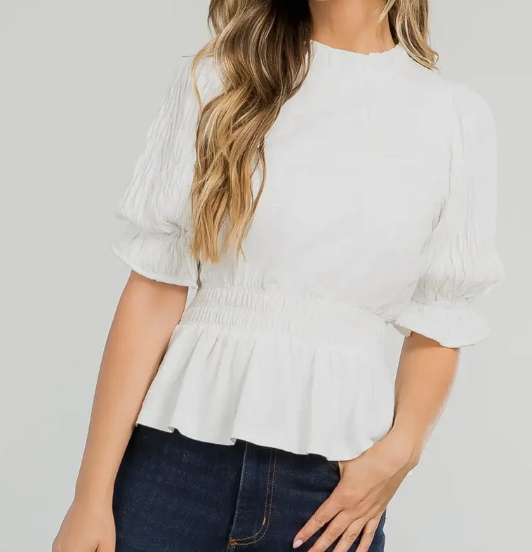 z White Smocked Knit Top