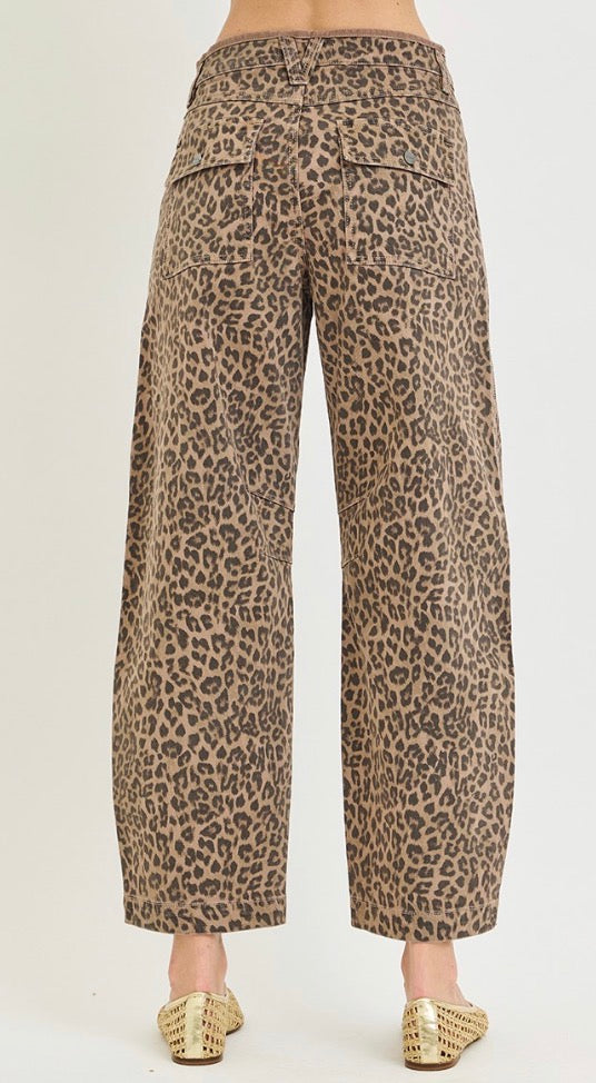 z Risen Leopard Print Barrel Jeans