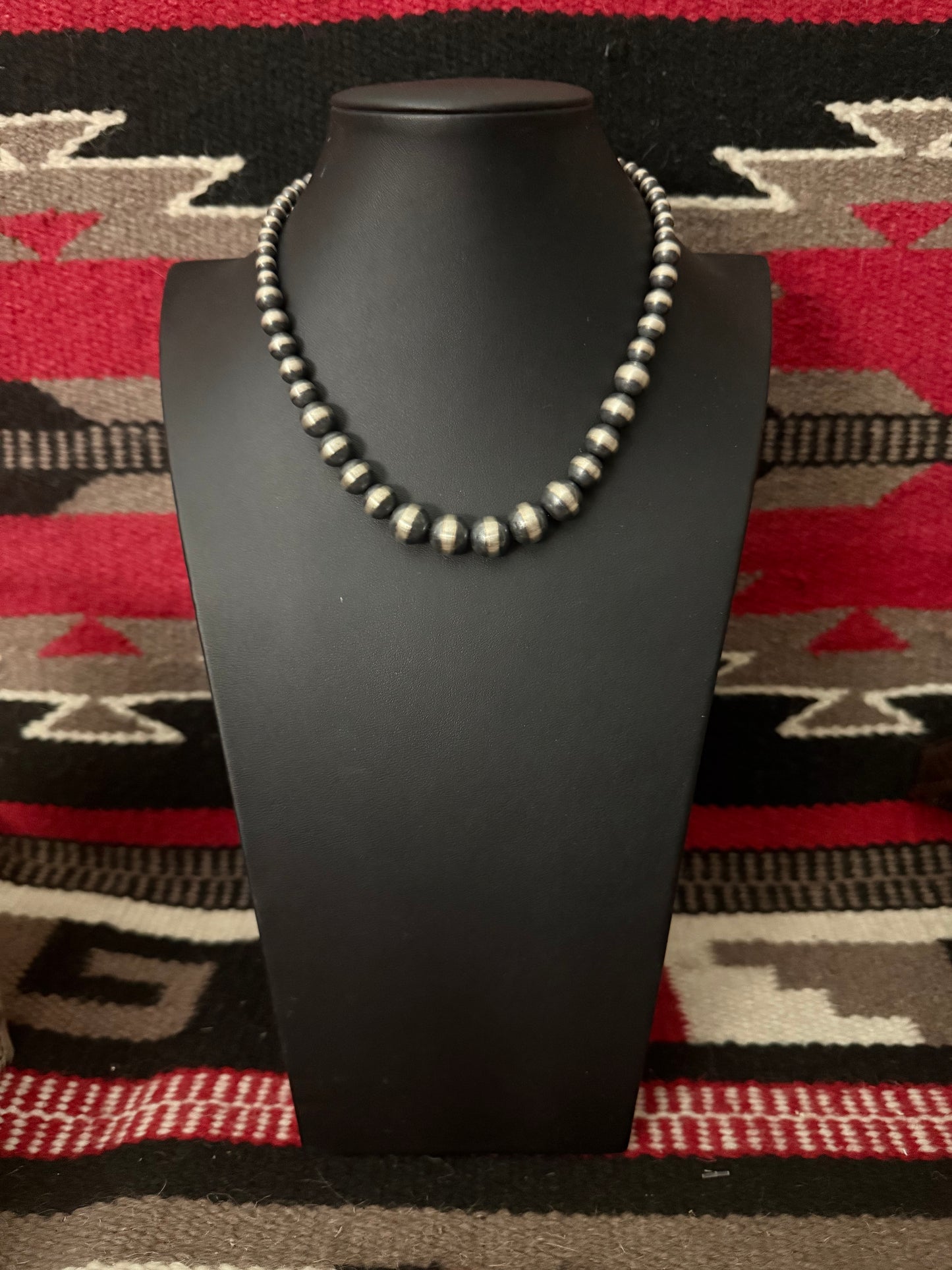 Graduated 2 Sterling Silver Navajo Pearl Necklace 16" Long