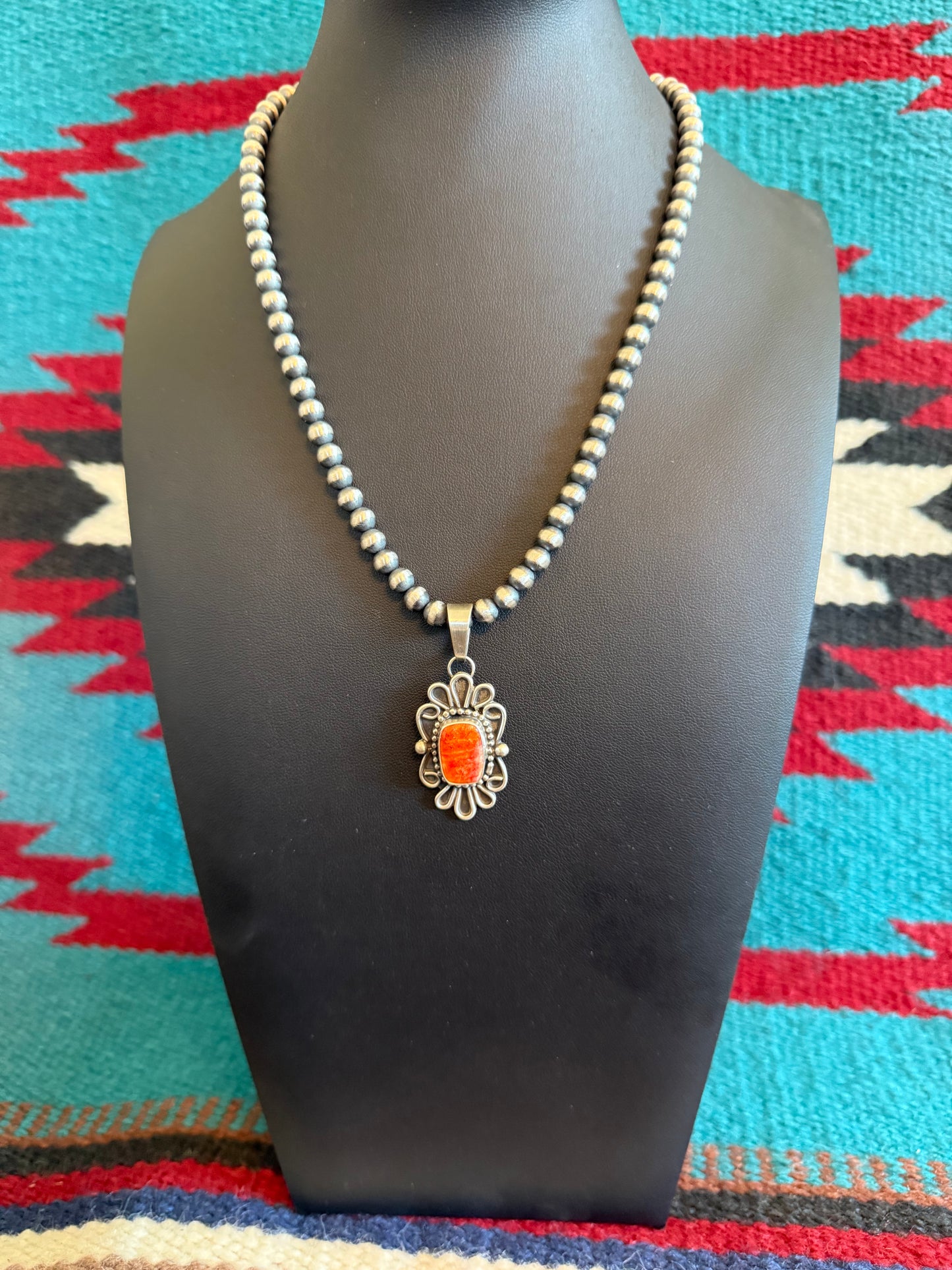 Sterling Silver and Spiny Oyster Shell Pendant