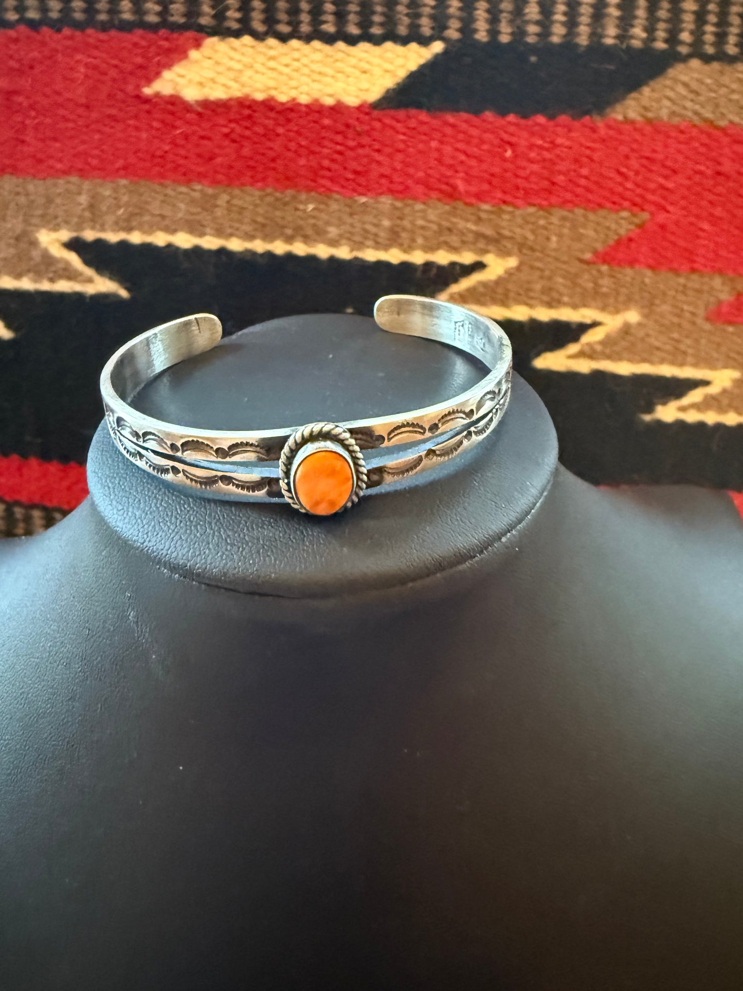 Navajo Orange Spiny Cuff with Sterling Silver
