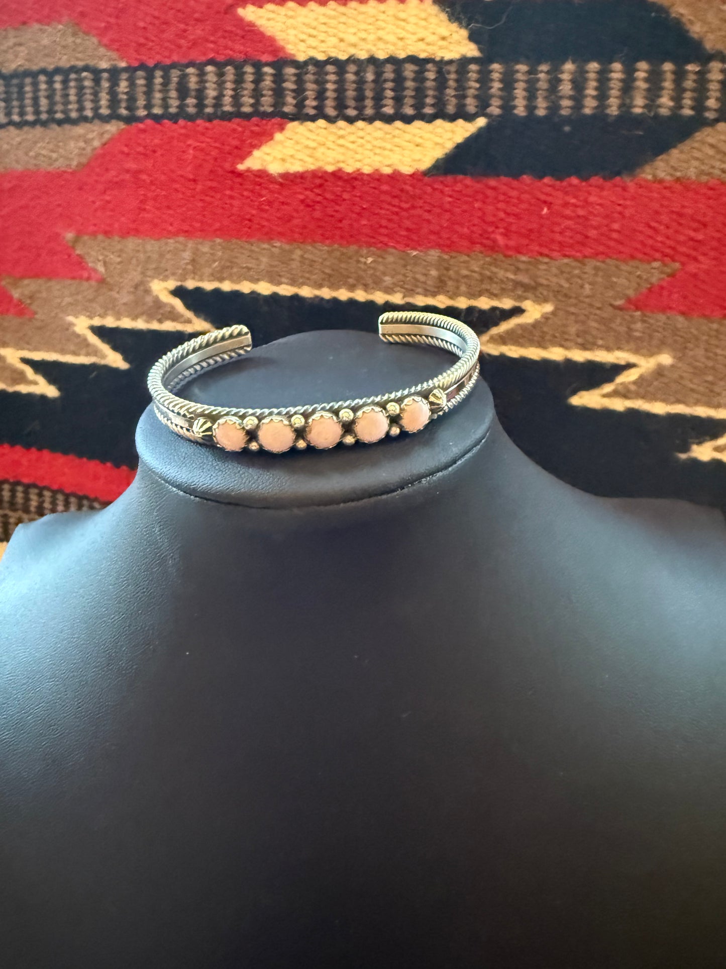 Navajo Pink Onyx Sterling Silver Cuff