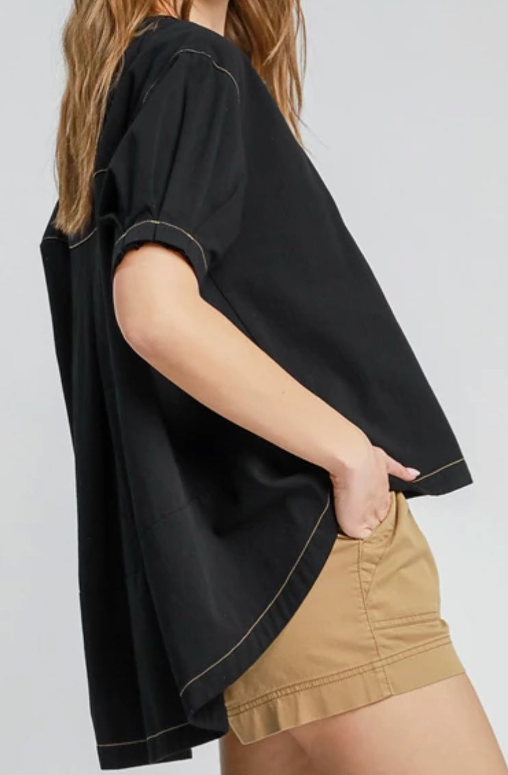 z Oversized Half Sleeved top with Back Pleats