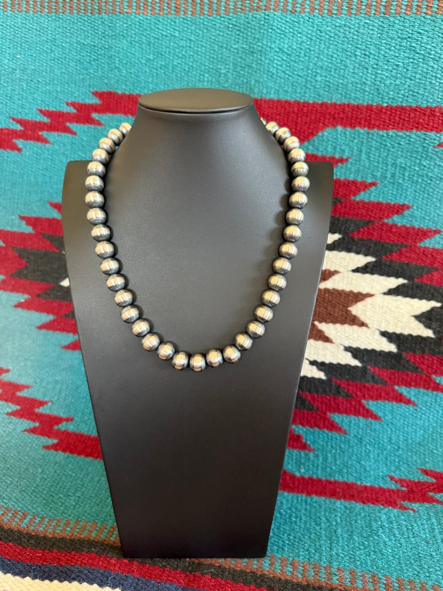 12mm Sterling Silver Navajo Pearl Necklace 20" Long