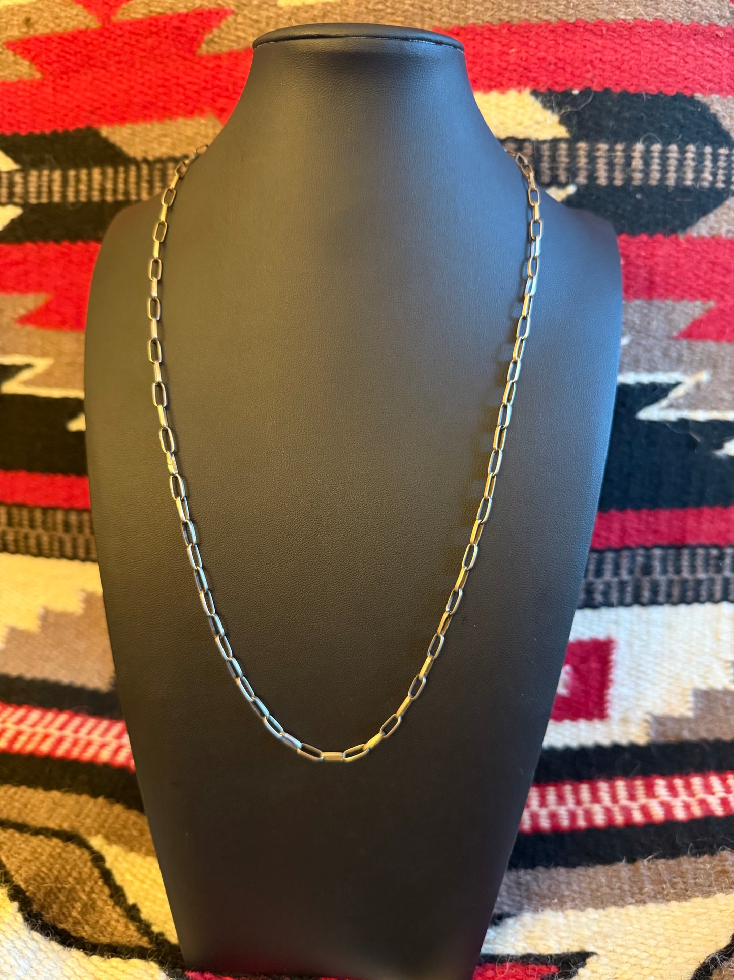 Handmade Sterling Silver Link Chain B 24" Long