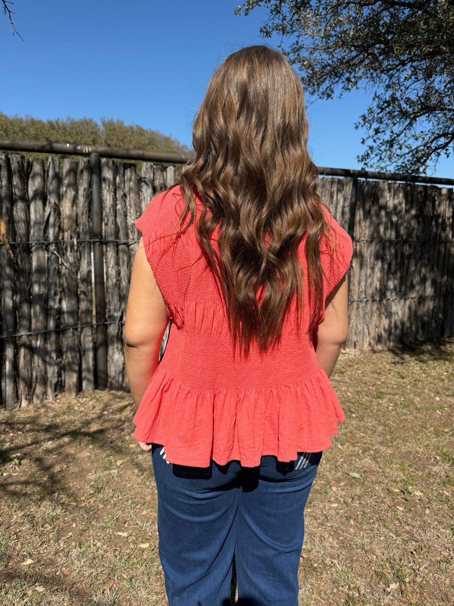 z Coral Smocked Ruffle Hem Sleeveless Top