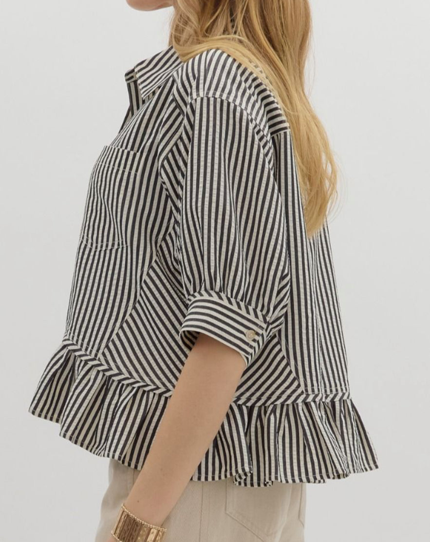 z Striped Ruffle Top
