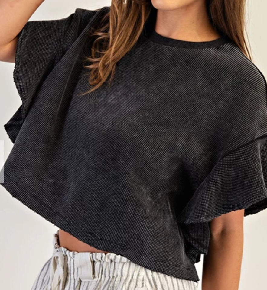z Flutter Sleeve Crop Top