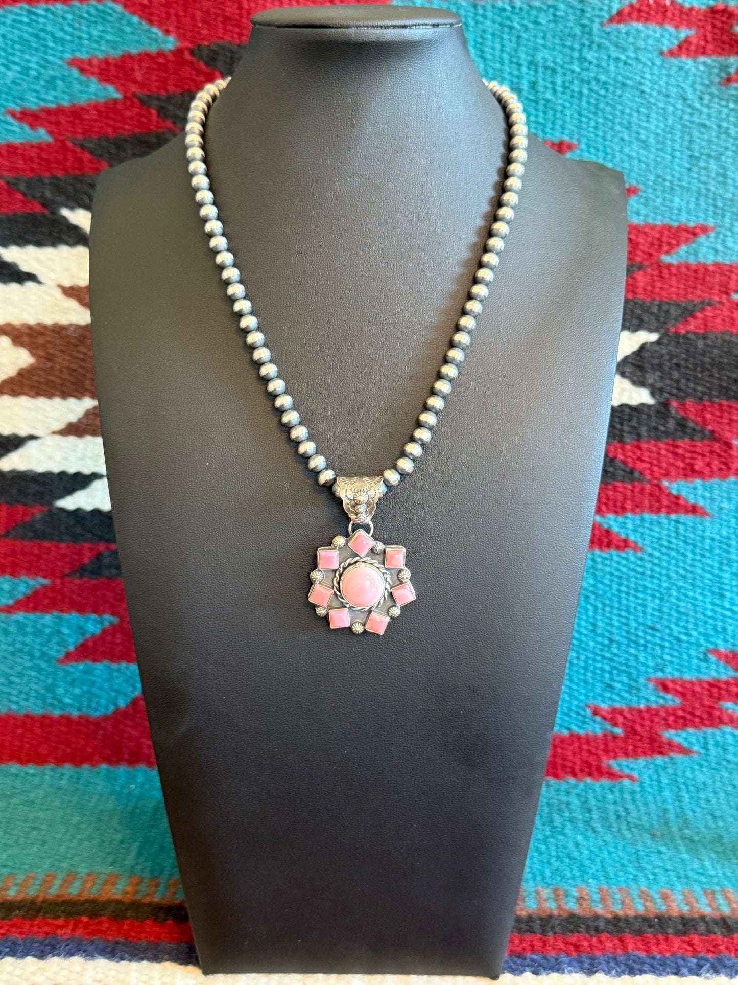 Pink Conch Cluster Stone Pendant