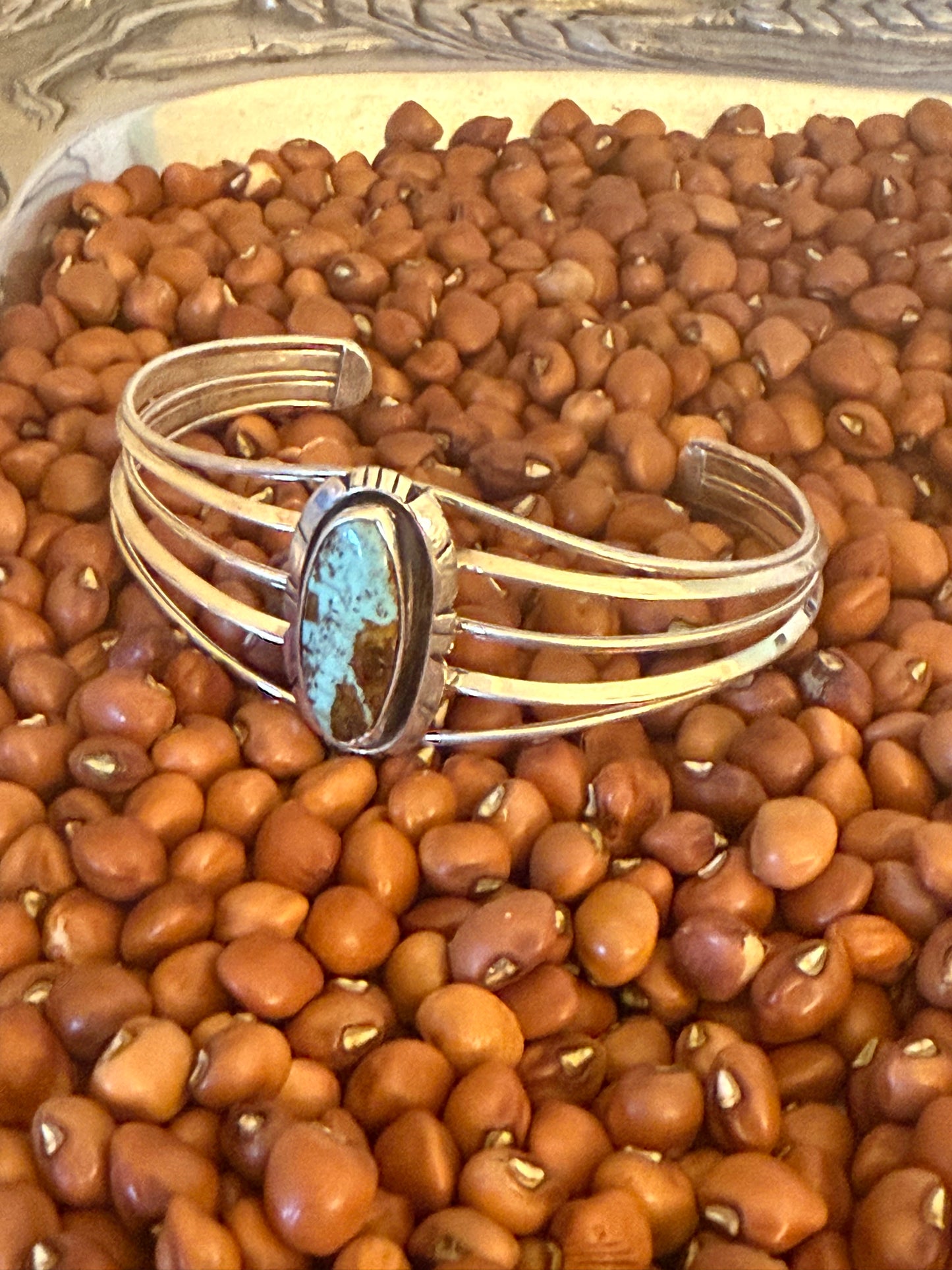 Sterling Silver Cuff with a #8 Turquoise Stone