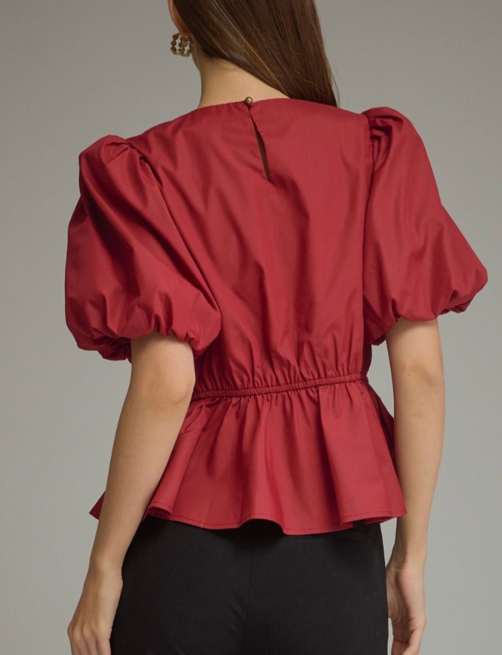 z Puffed Sleeve Ruffle Top