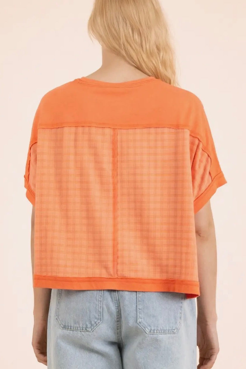 z Dolman Sleeve Textured Knit Top Coral
