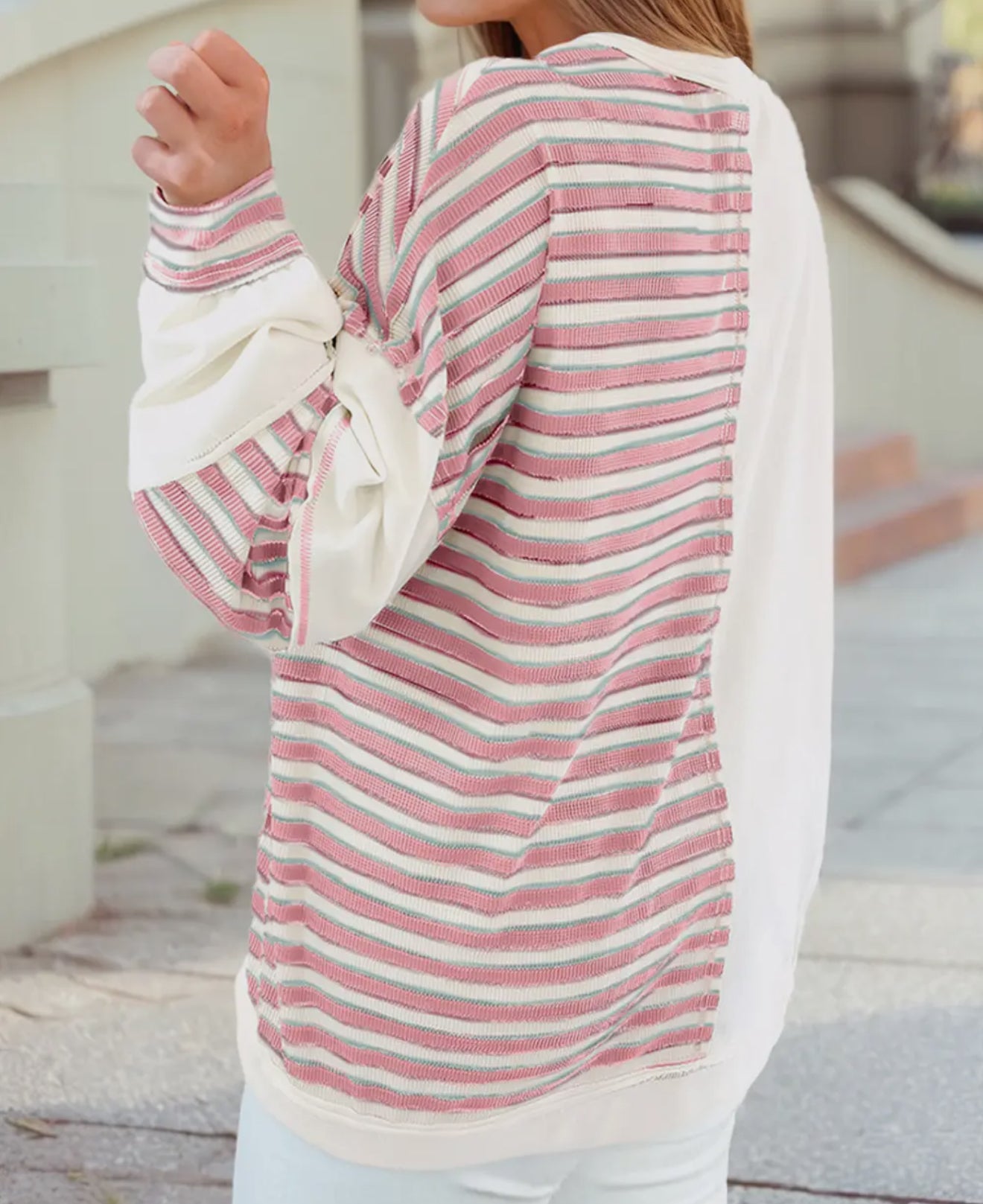 z Stitched Detail Color Block Oversized Pullover