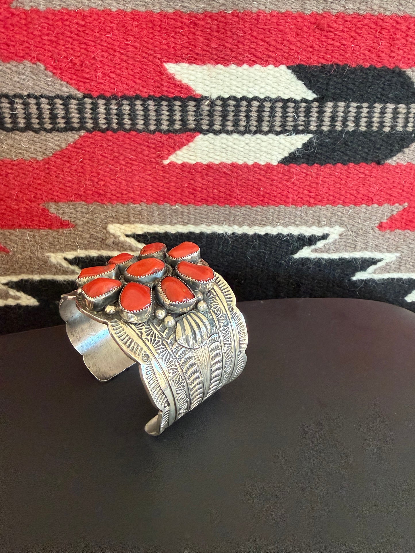 Red Coral Cluster Cuff By Tillie Jon