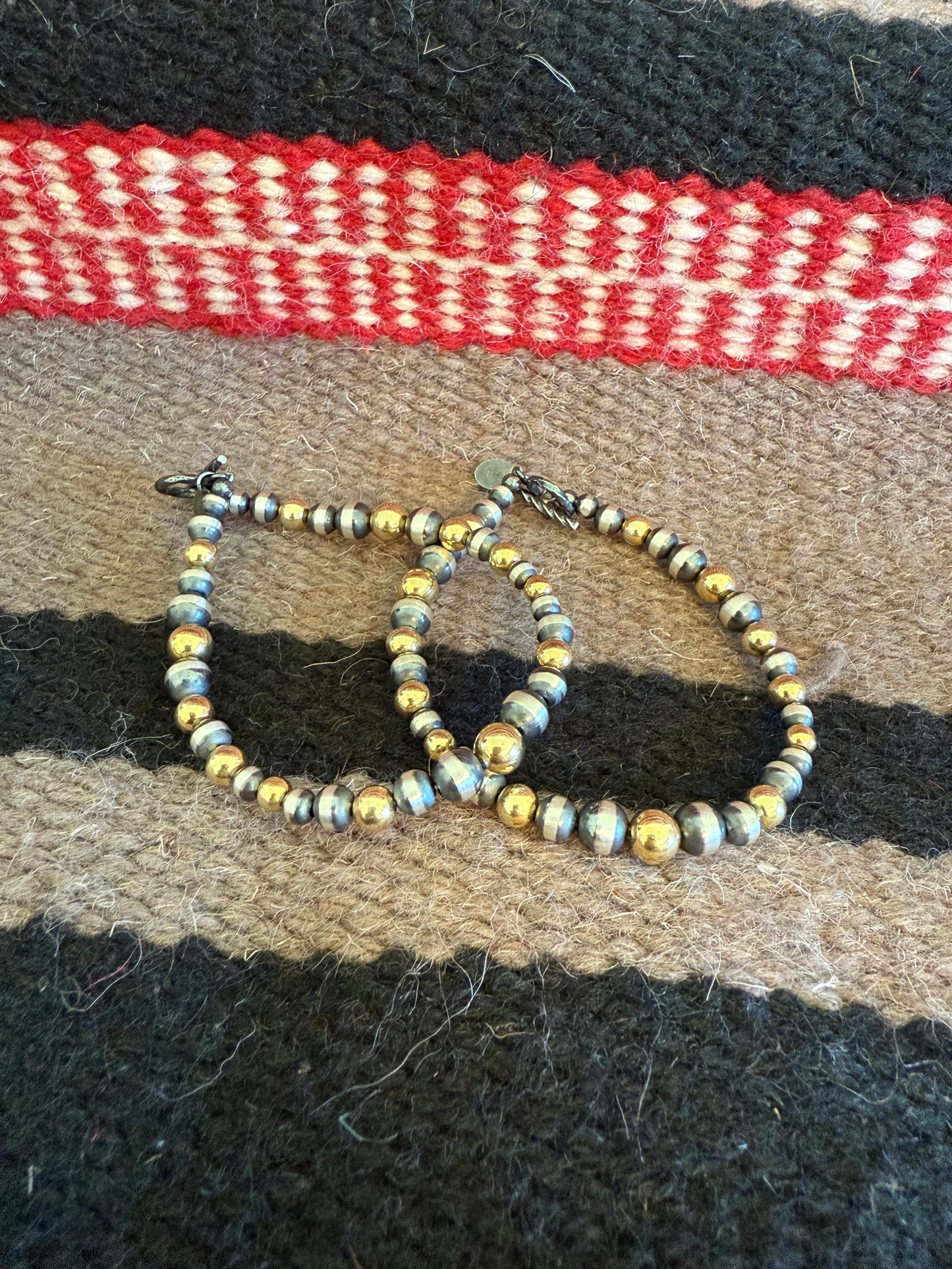 Style BR1 Sterling Silver Navajo Pearl and Gold Bracelet