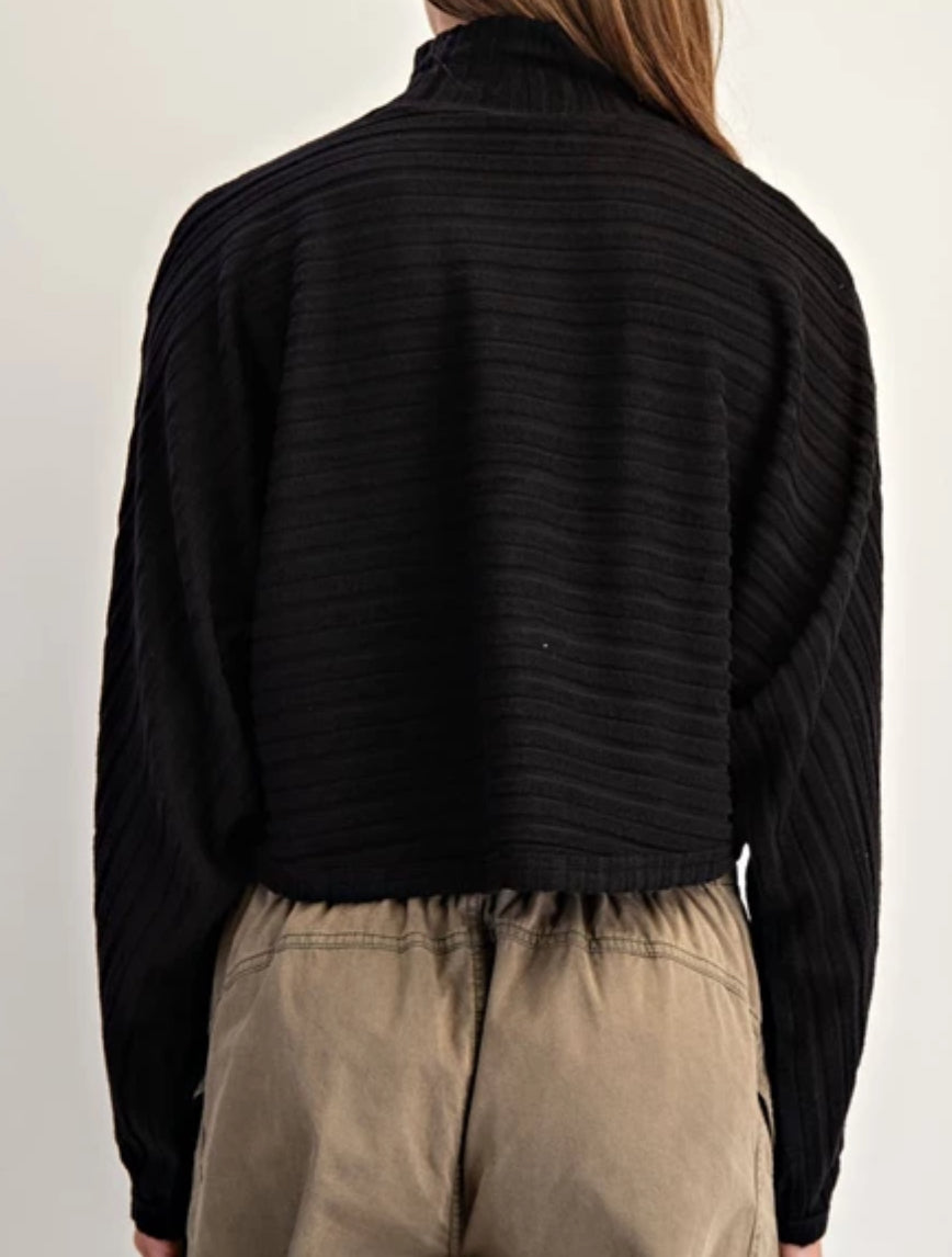 z Textured Stripe Long Dolman Sleeve Top