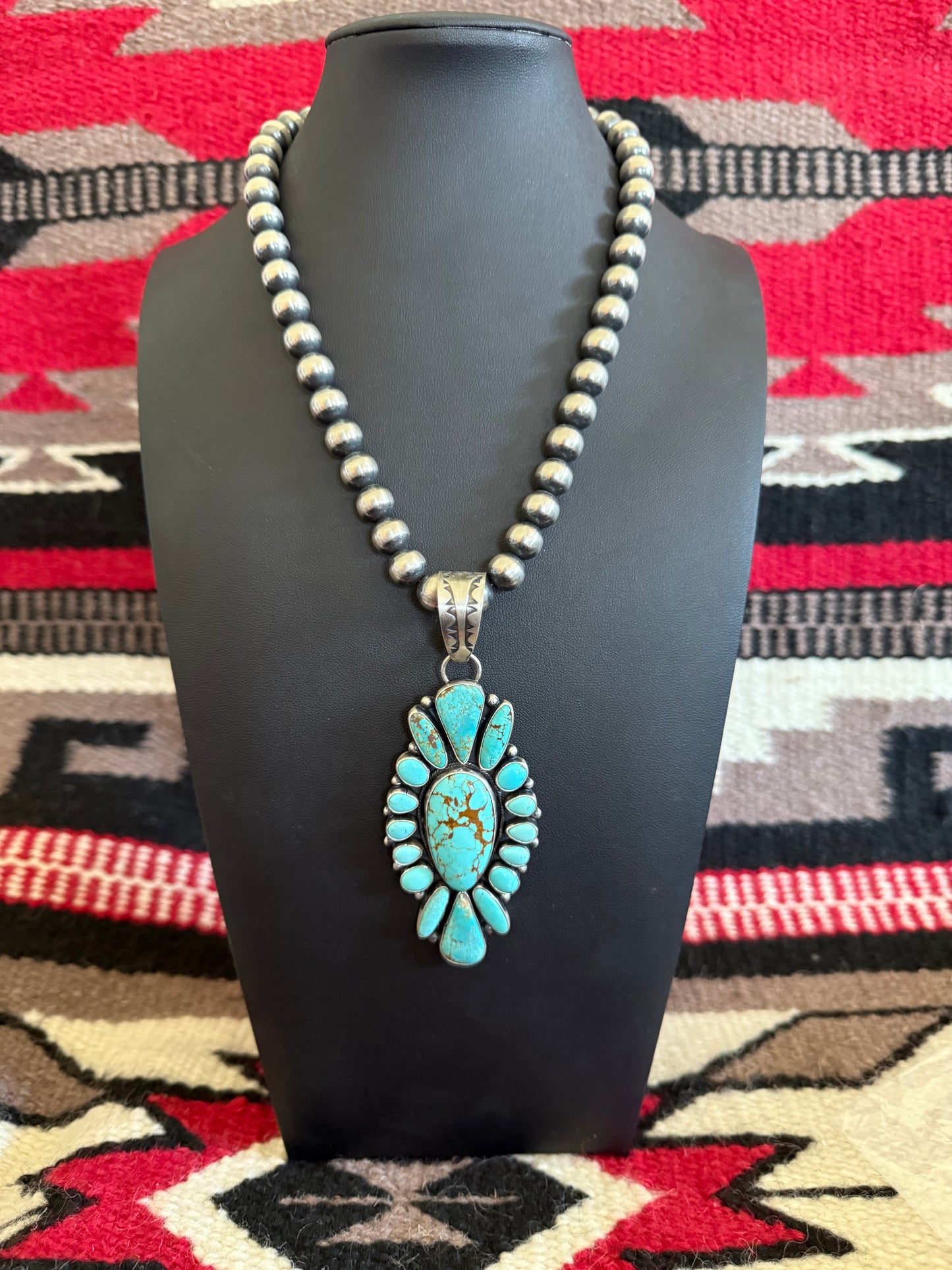 Sterling Silver #8 Turquoise Pendant Cluster
