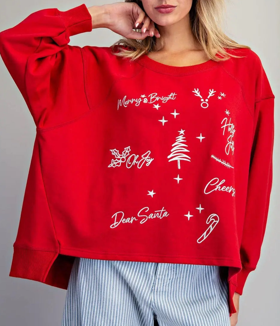 z Red Christmas High-Low Pullover