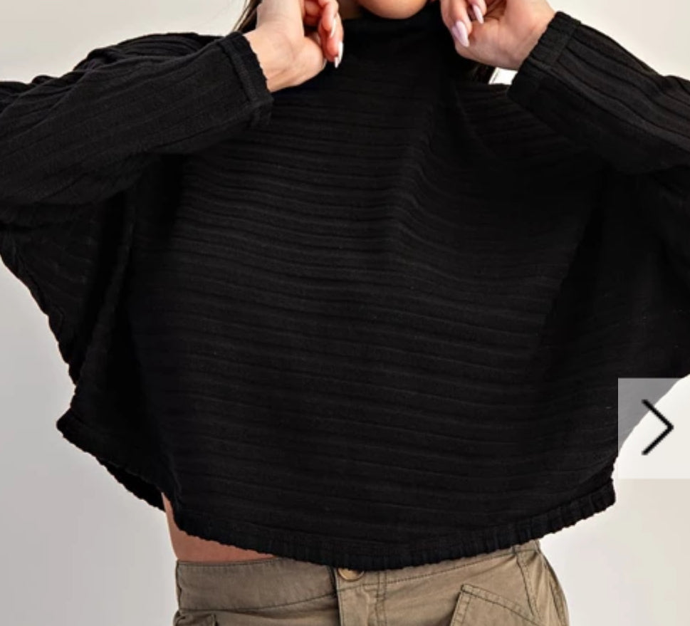 z Textured Stripe Long Dolman Sleeve Top