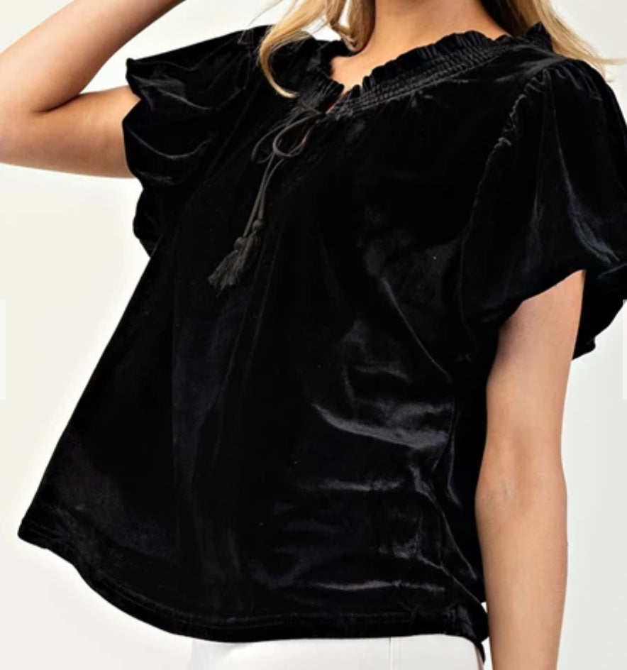 z Velvet Drawstring Top