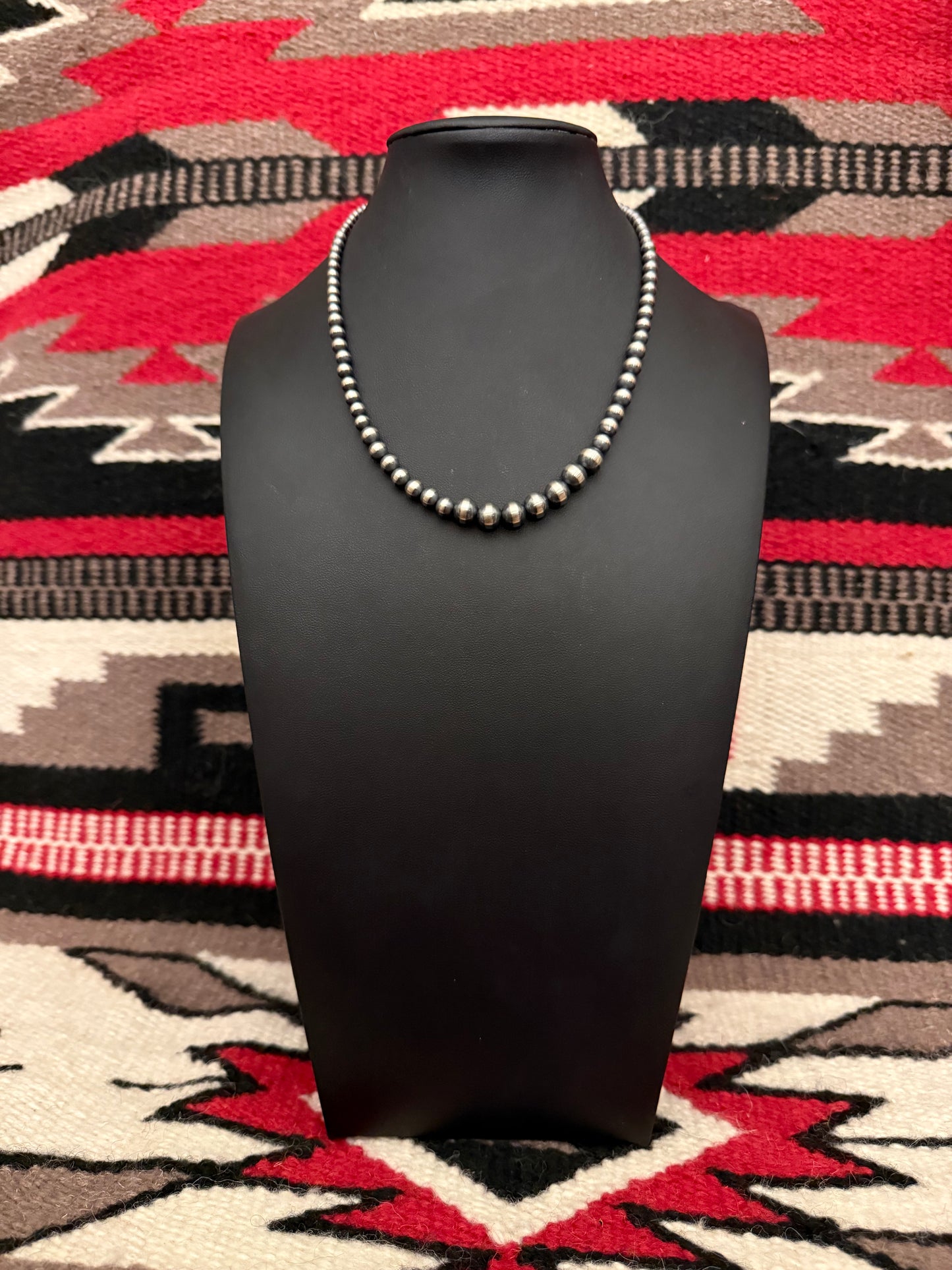 Grduated 1 Sterling Silver Navajo Pearl Necklace 16" Long