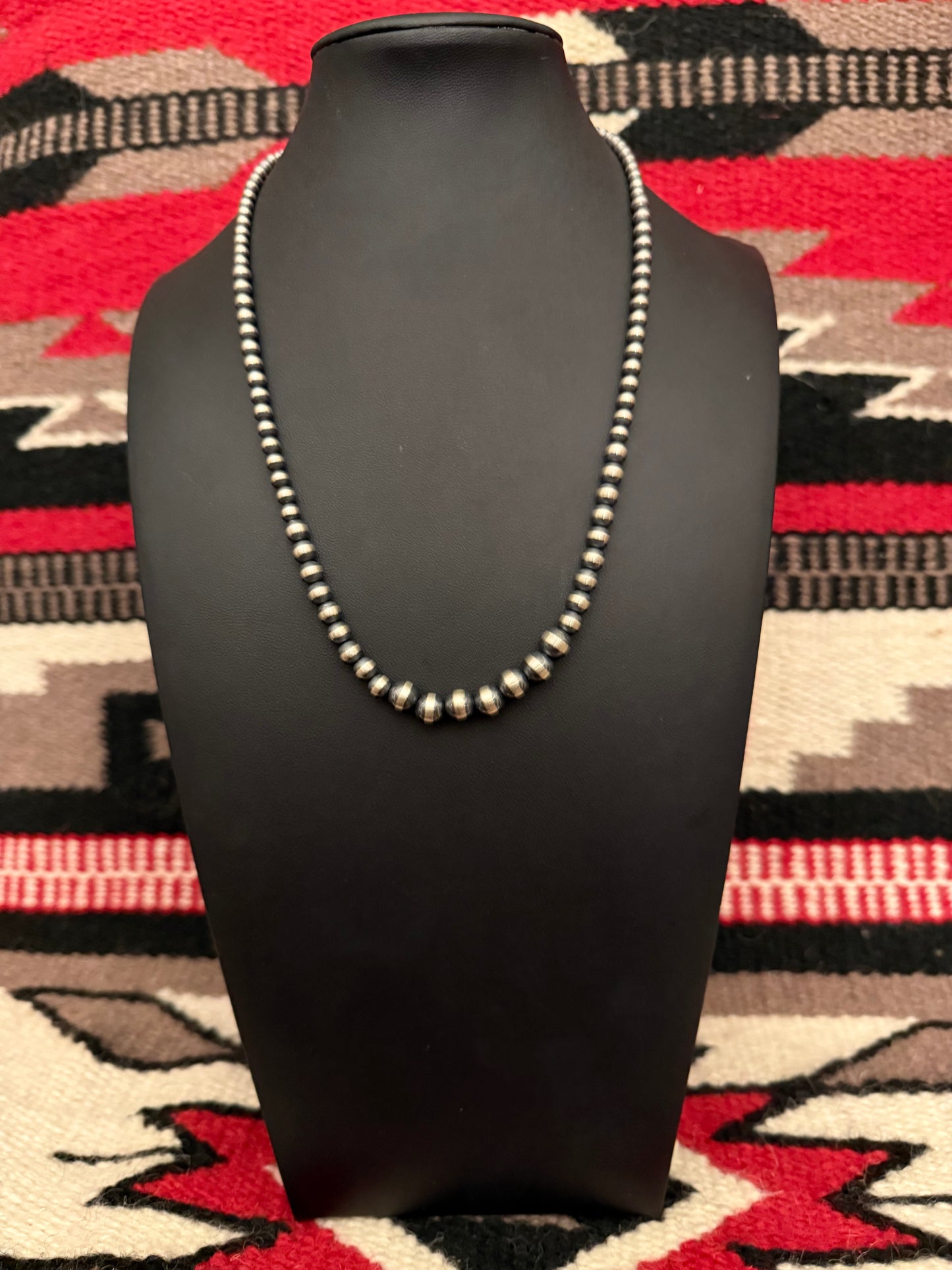 Grduated 1 Sterling Silver Navajo Pearl Necklace 20" Long