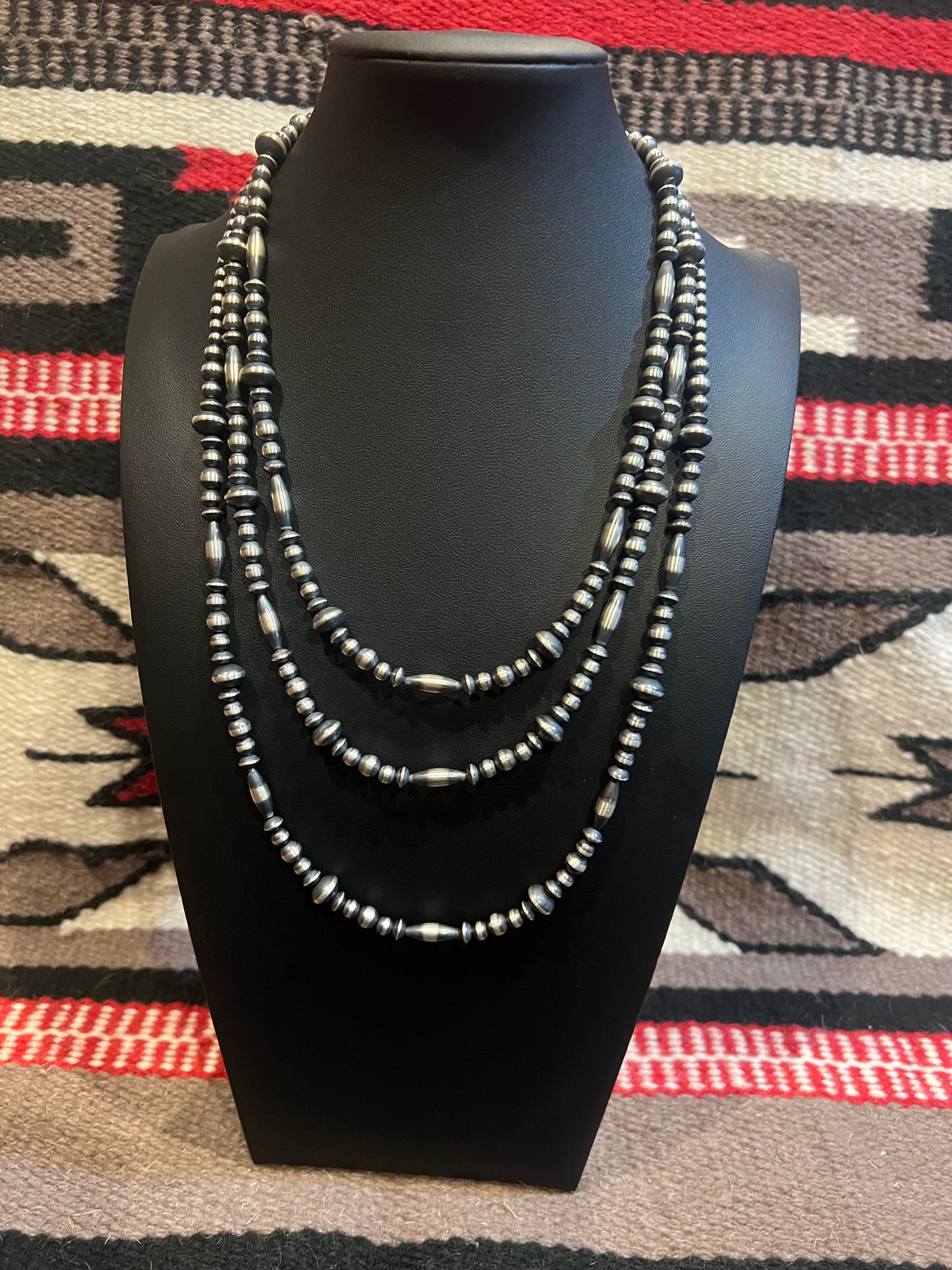 MB2 Sterling Silver Navajo Pearl Necklace 24" Long