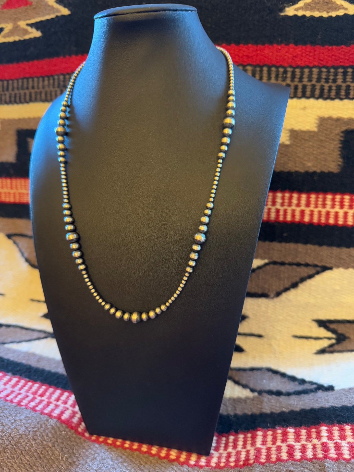 MB5 Sterling Silver Navajo Pearl Necklace 22" Long
