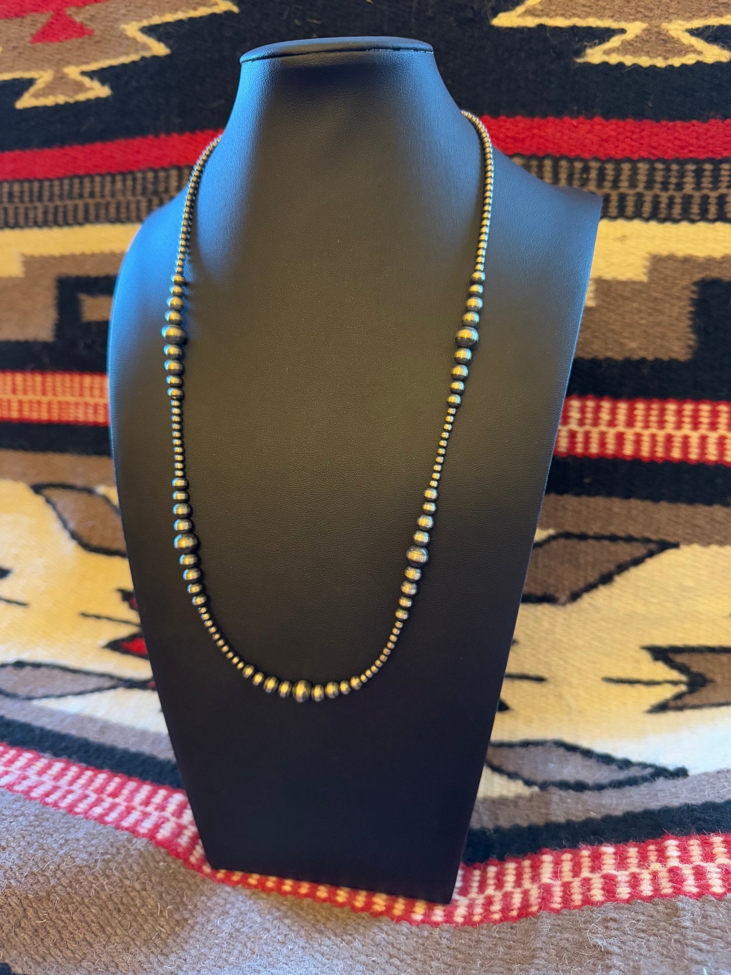 MB5 Sterling Navajo Pearl Necklace 24" Long