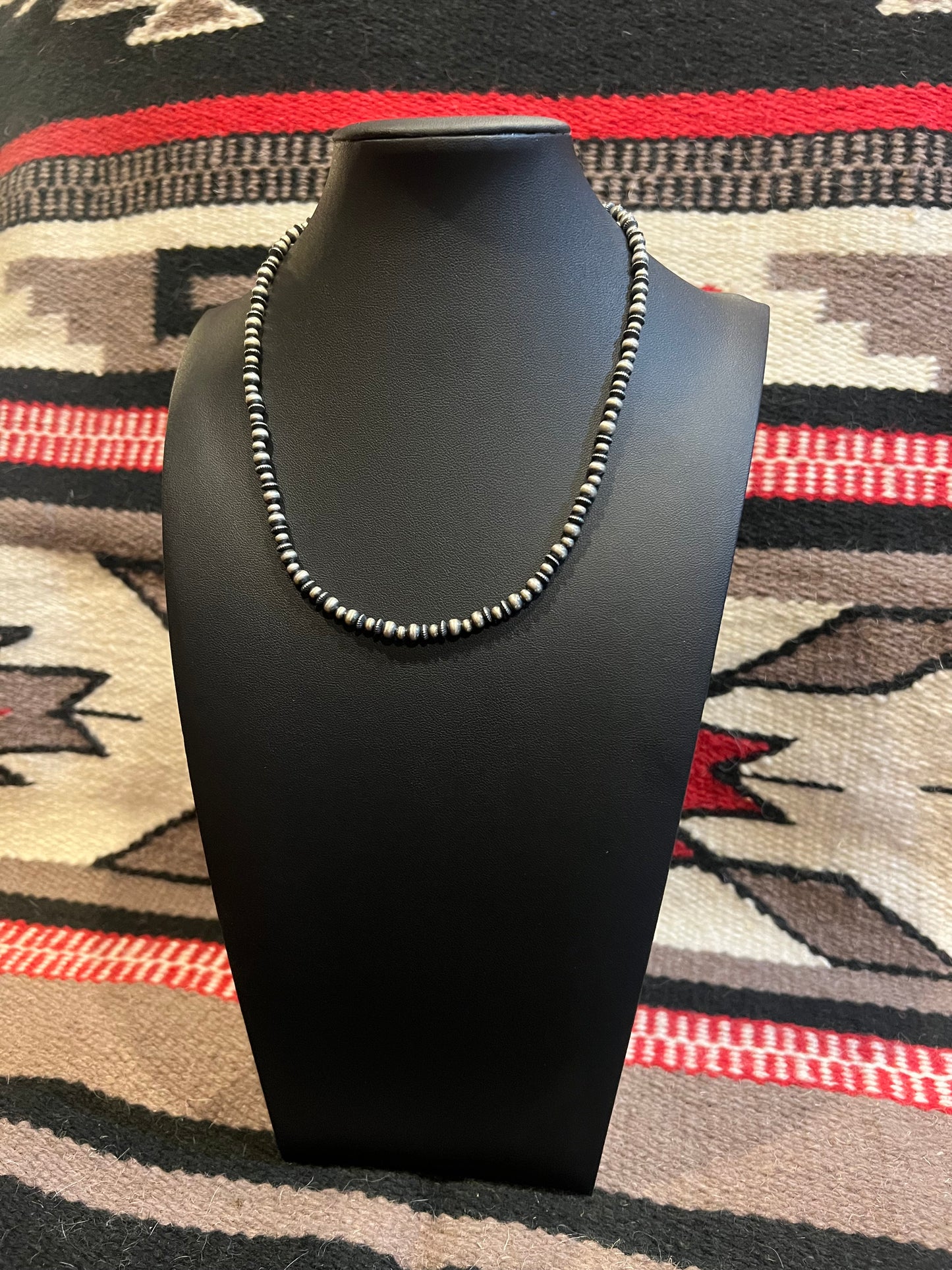 Mixed Beads 5mm Sterling Silver Navajo Pearl Necklace 18" Long