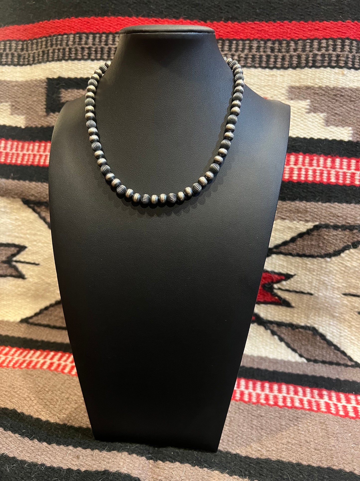 Mixed Beads 7mm Sterling Silver Navajo Pearl Necklace 16" Long
