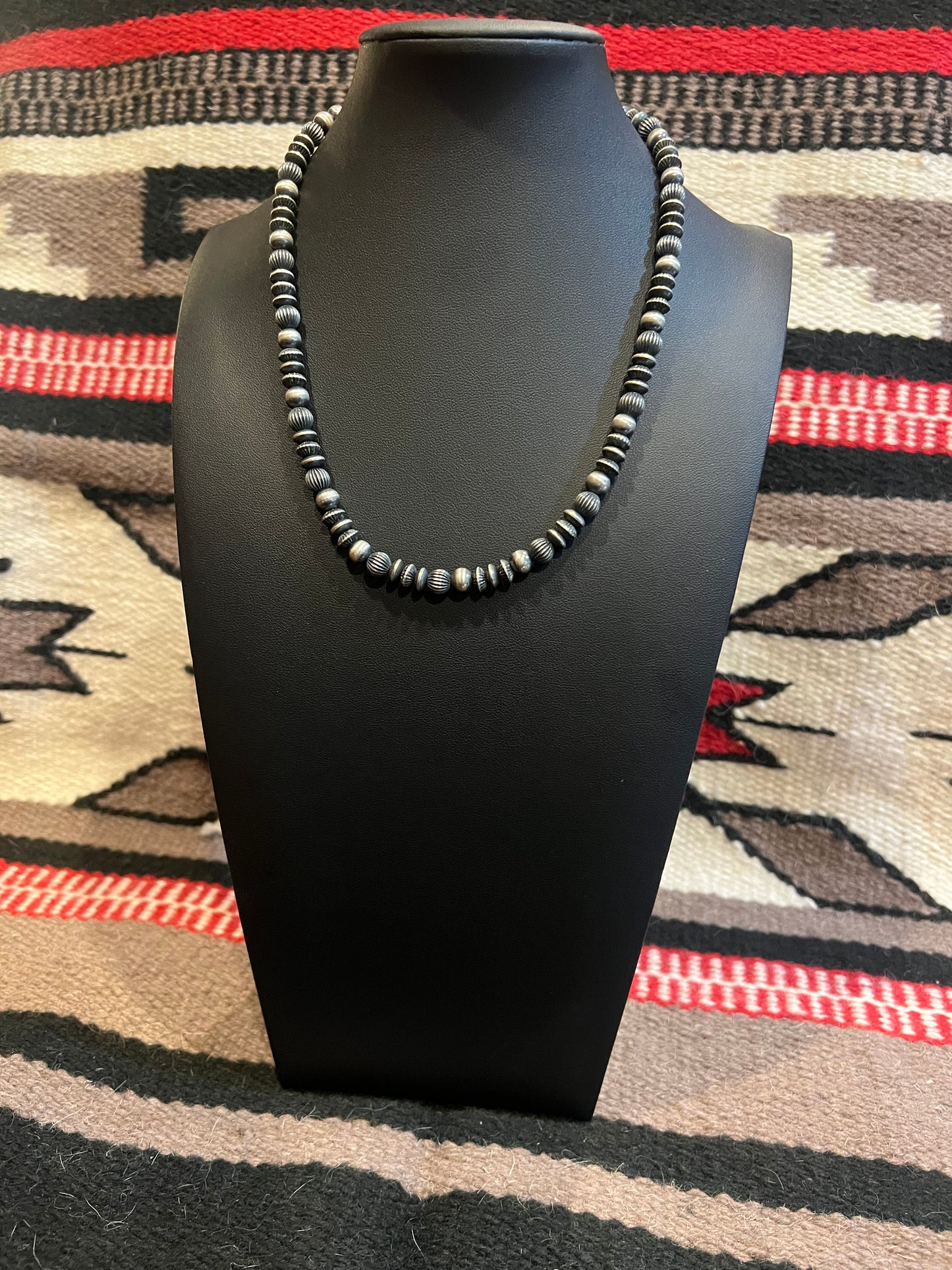 Mixed Beads 7mm Sterling Silver Navajo Pearl Necklace 18" Long