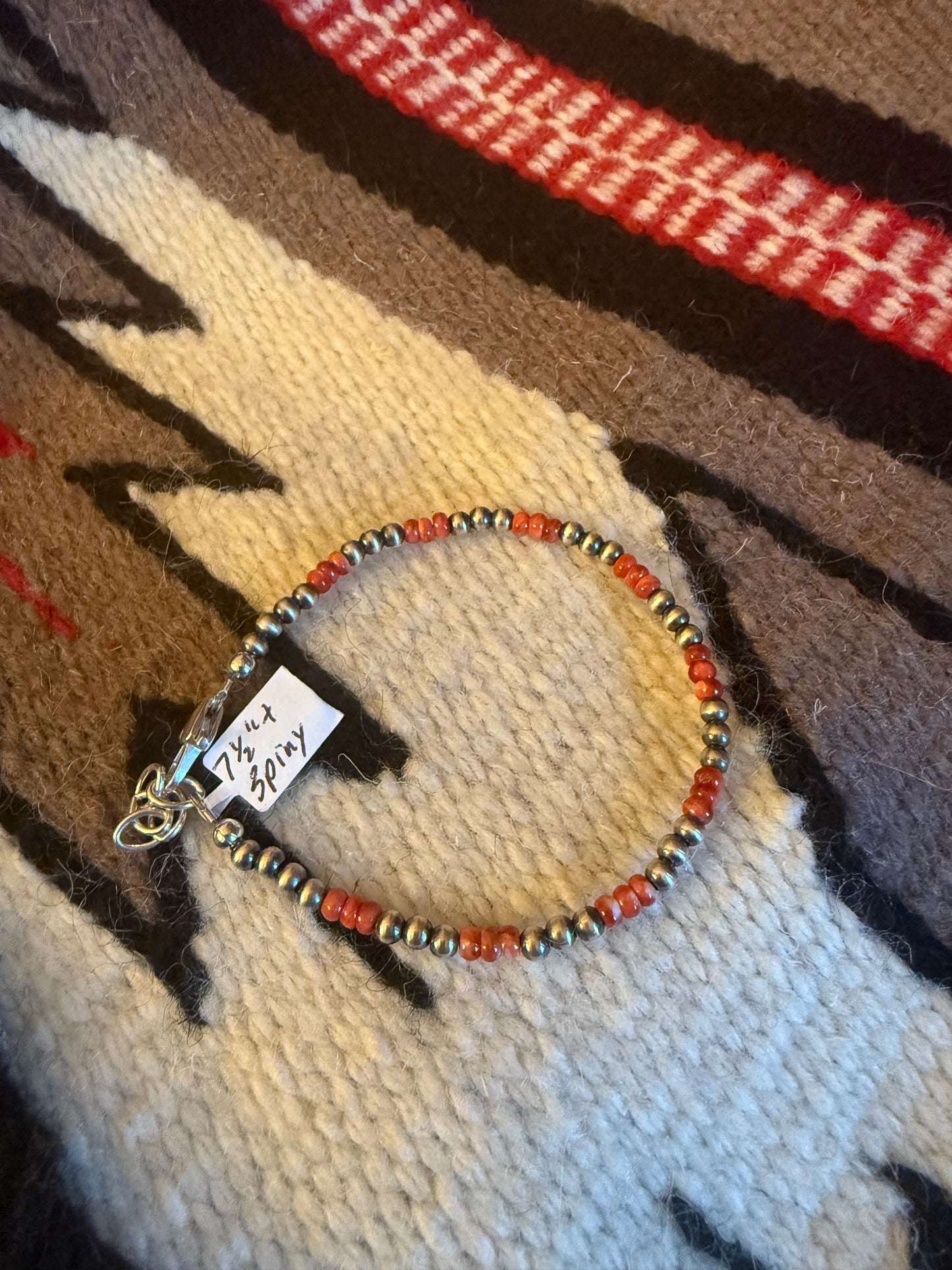 Sterling Silver Navajo Pearl Bracelet with Spiny