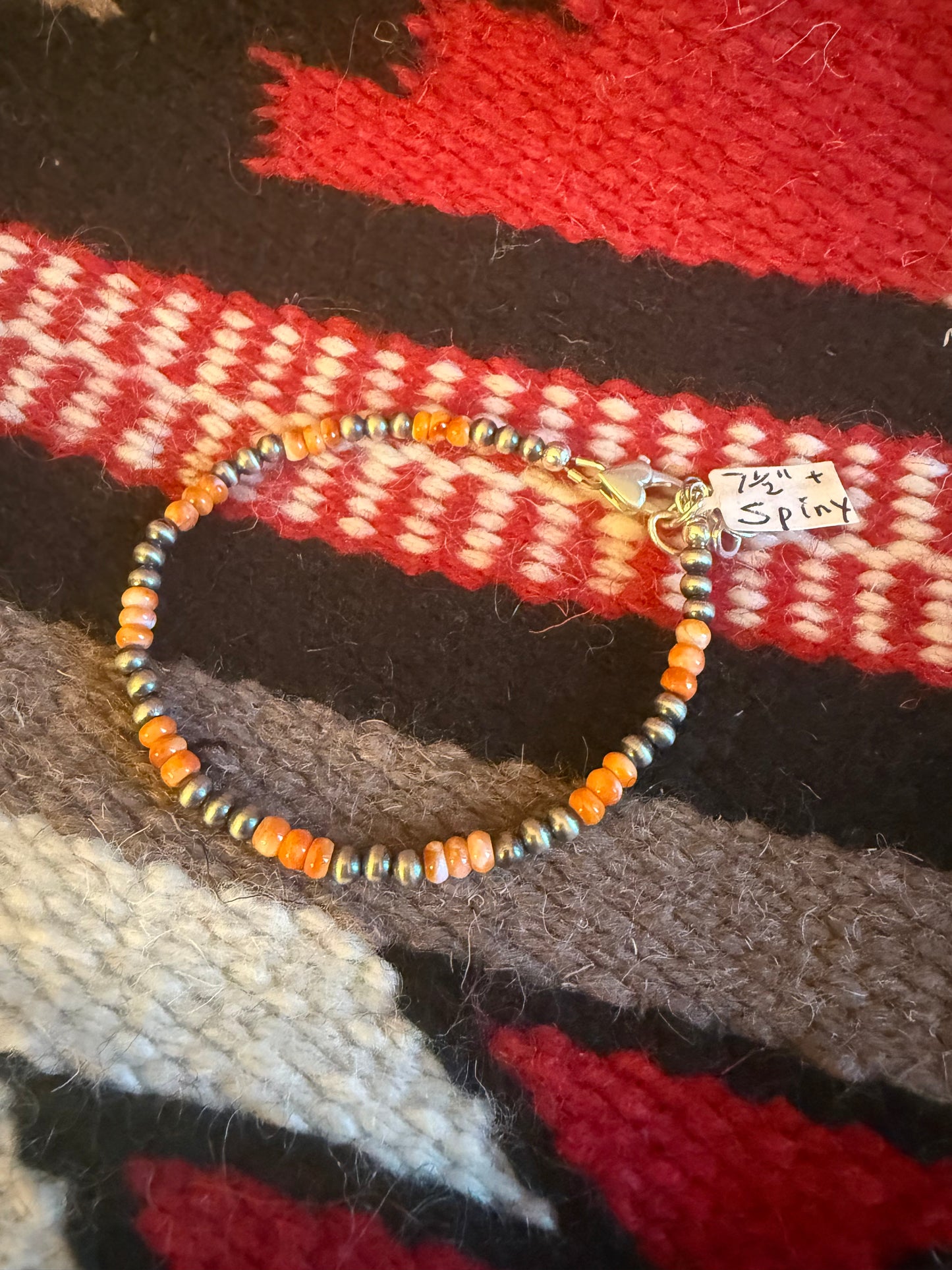 Sterling Silver Navajo Pearl Bracelet with Spiny