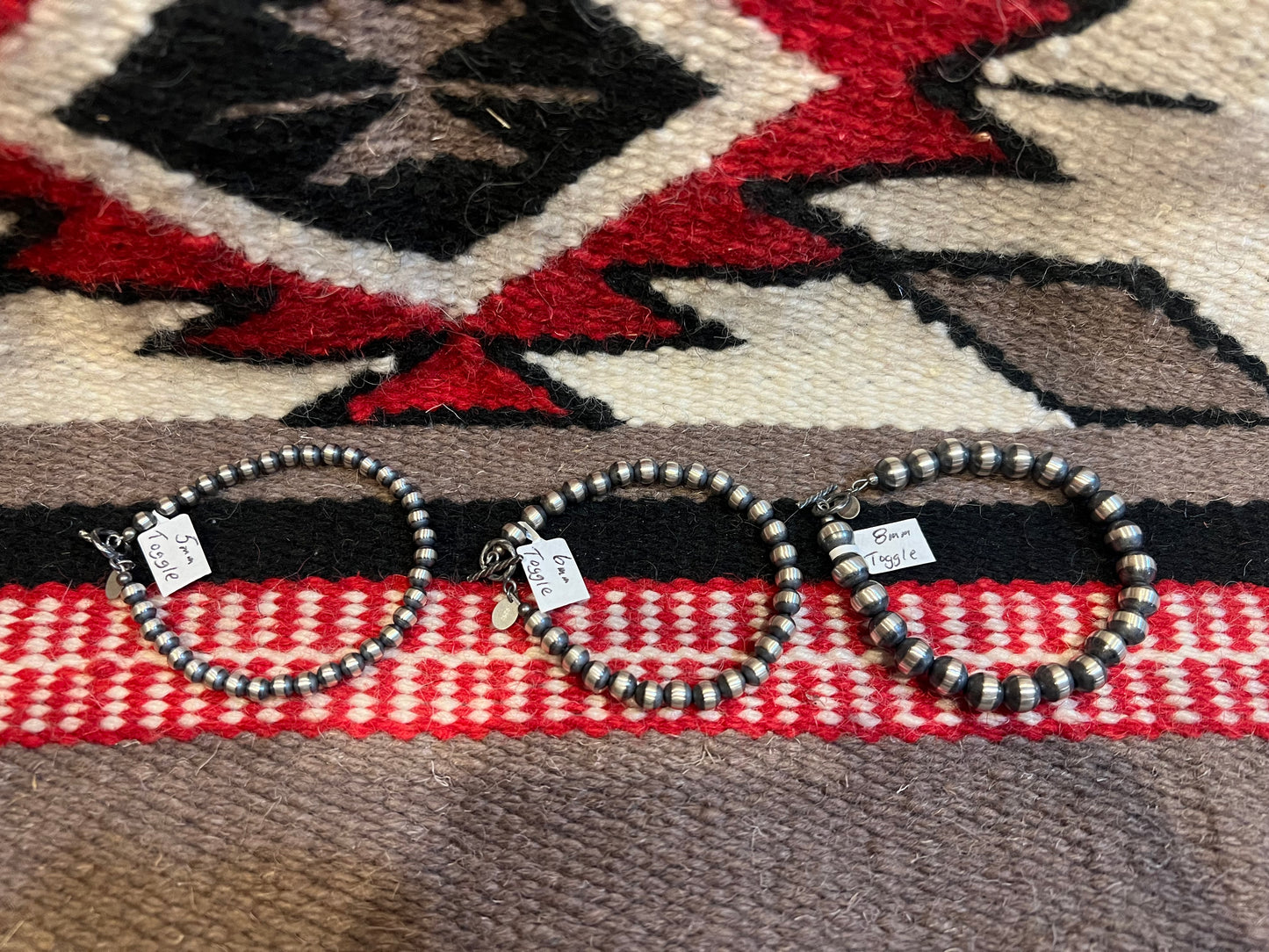 Toggle Bracelet 5mm Sterling Silver Navajo Pearls