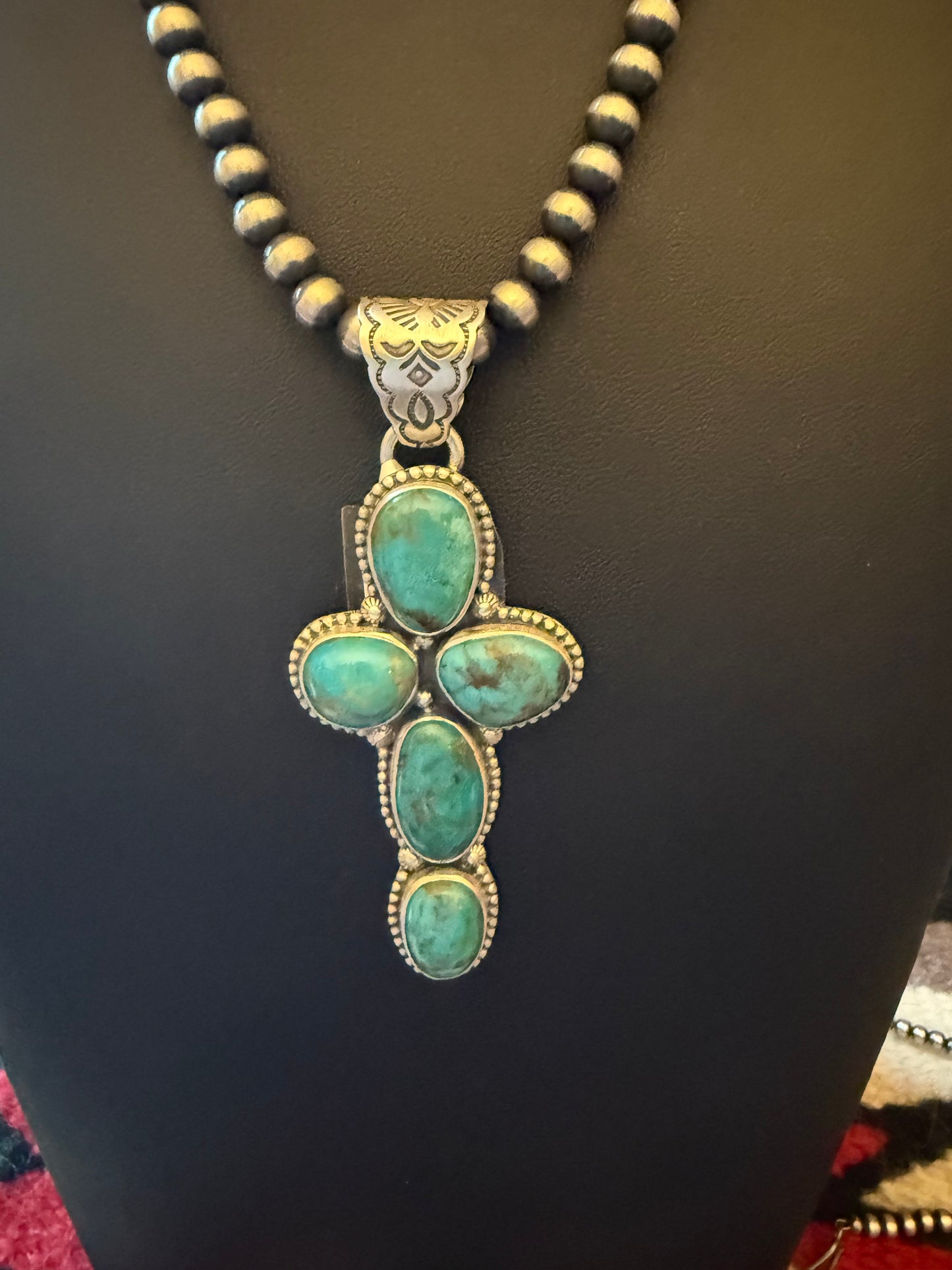 Sterling Silver Turquoise Cross Pendant