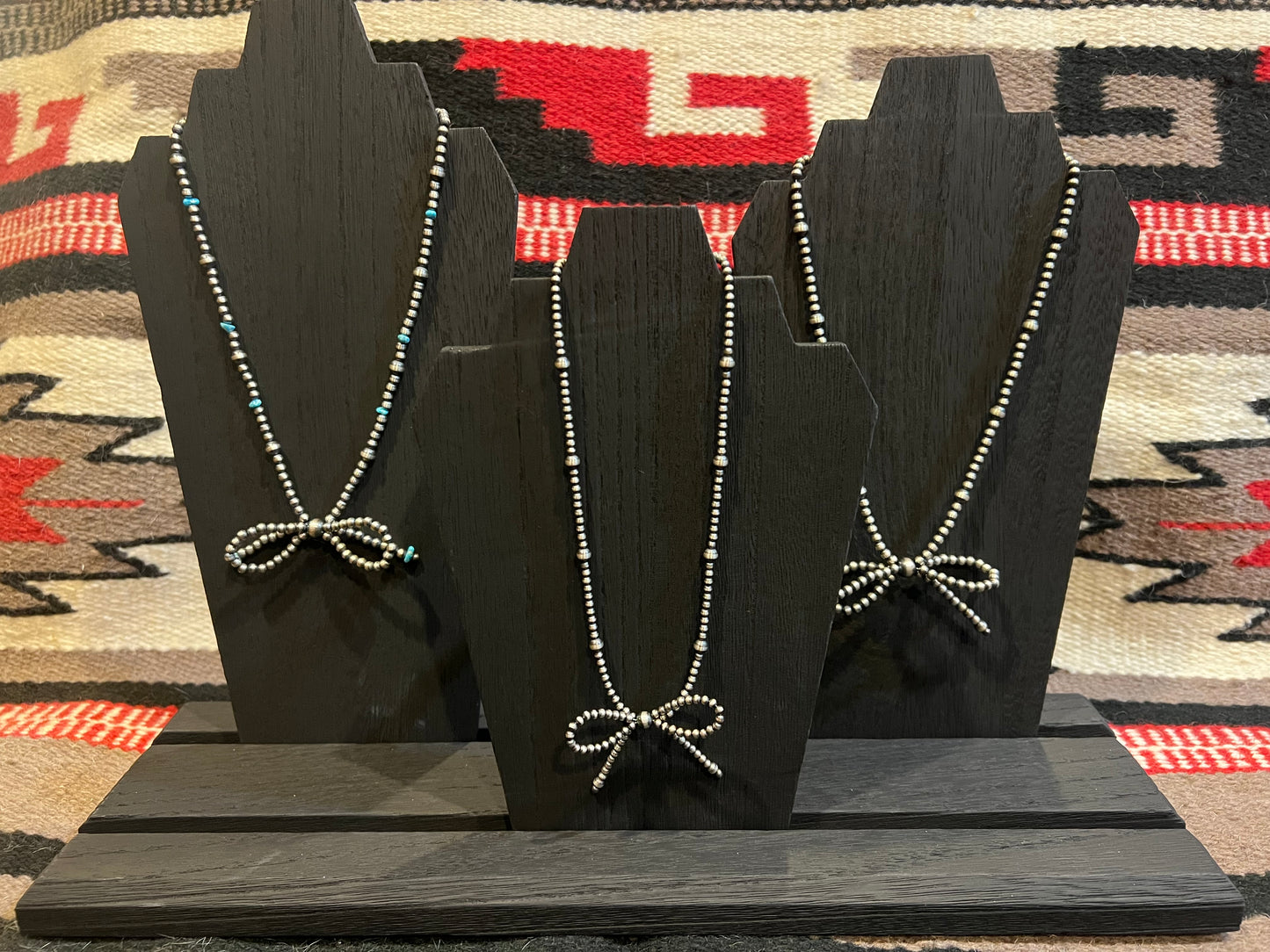 4mm Navajo Pearl Bow Necklace with Turquoise 18" Long