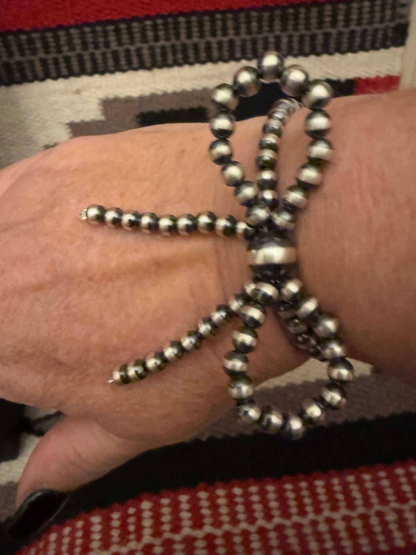 5mm Sterling Silver Navajo Pearl Bow Bracelet