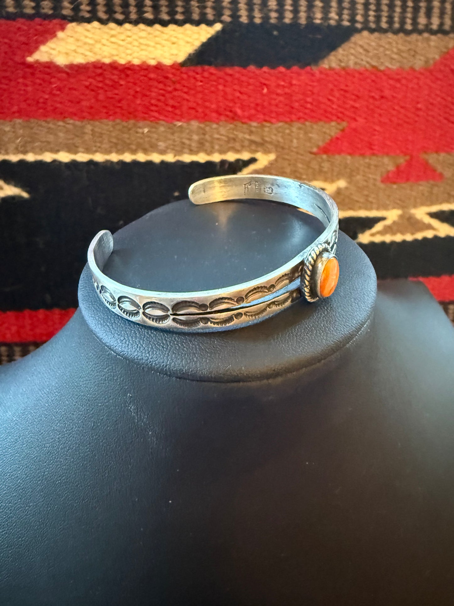 Navajo Orange Spiny Cuff with Sterling Silver