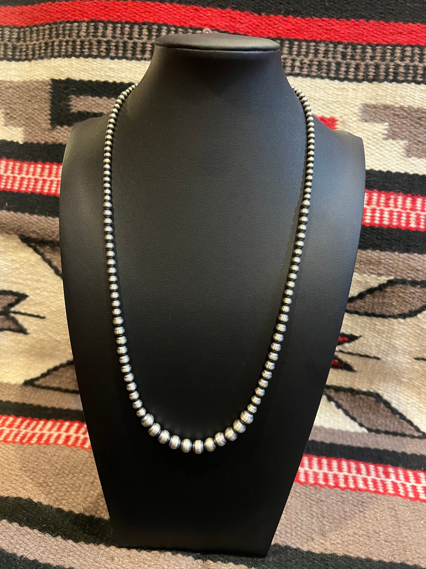 Grduated 1 Sterling Silver Navajo Pearl Necklace 24" Long