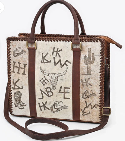 American Darling Full Grain Leather Purse With Hair On Branded