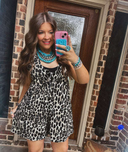 z   Leopard Pintuck Romper