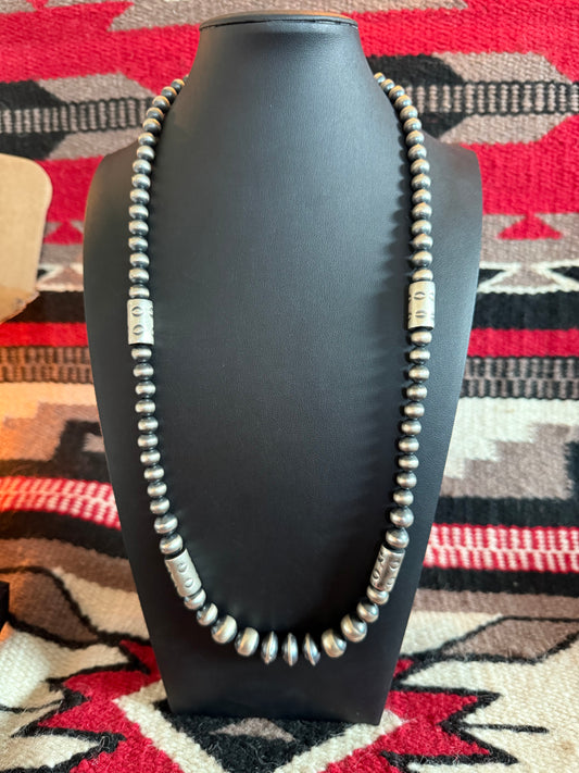 Sterling Silver Navajo Pearl Necklace 28" Long