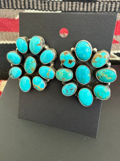 Sterling Silver Turquoise Cluster Earring