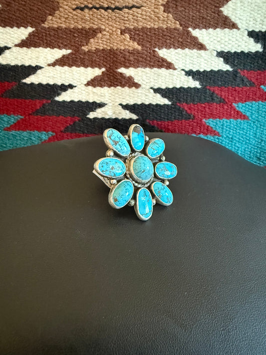 Kingman Turquoise Cluster Ring
