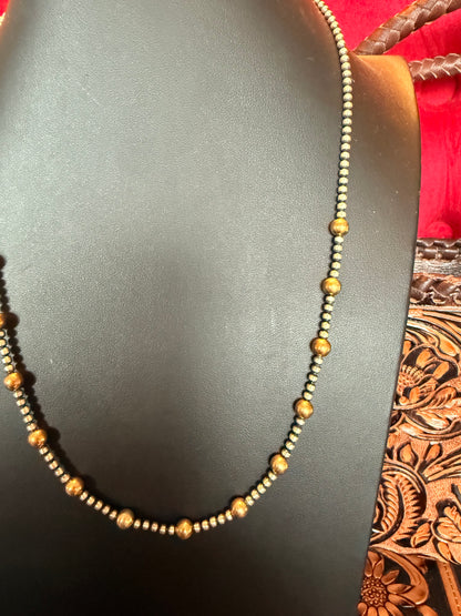 Style 4 Sterling Silver Navajo Pearl and Gold Necklace 22 " Long 3mm