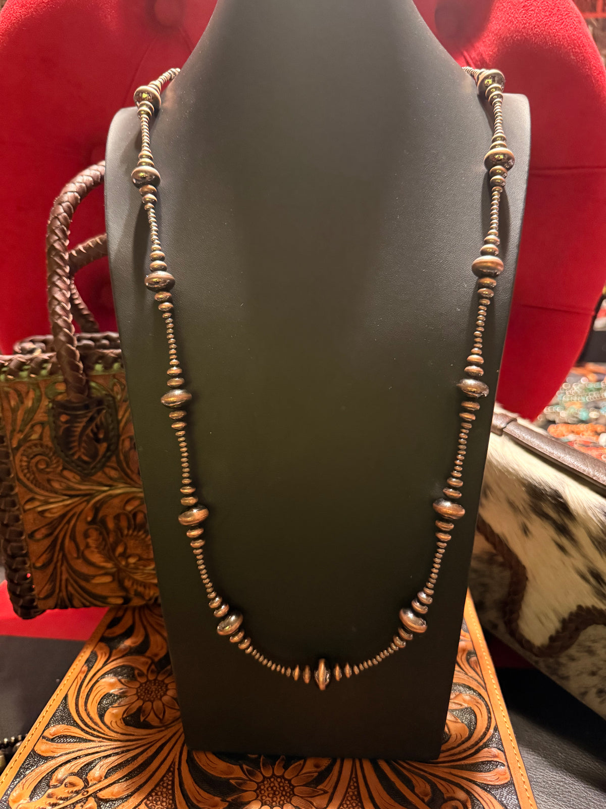 Mixed Copper Navajo Pearl  Style Necklace