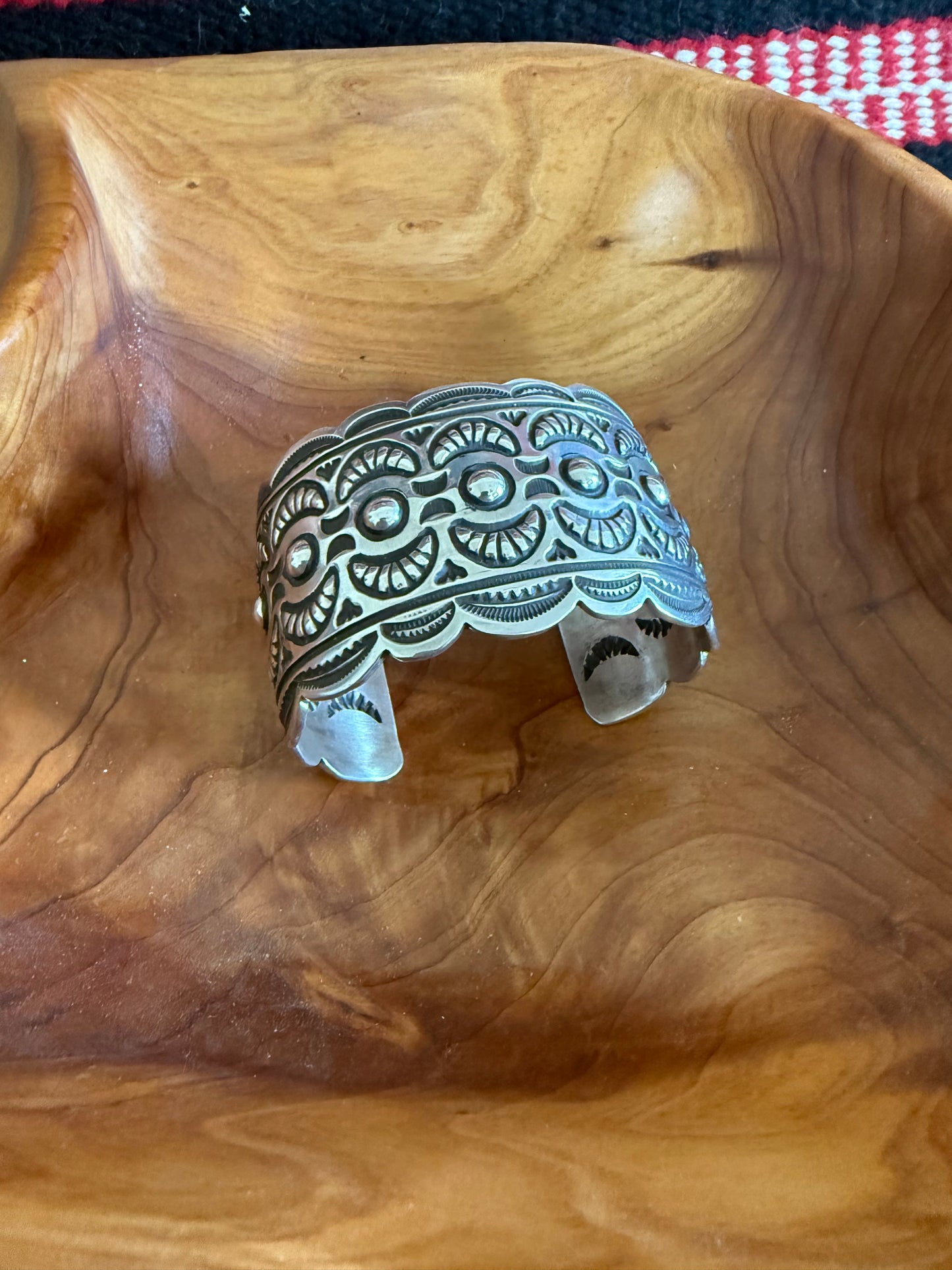 Sterling Silver Happy Piasso Stamped Cuff