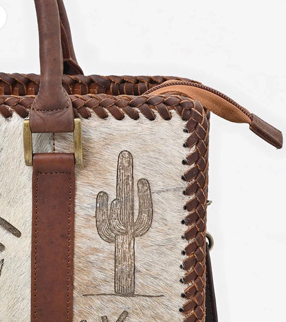 American Darling Full Grain Leather Purse With Hair On Branded