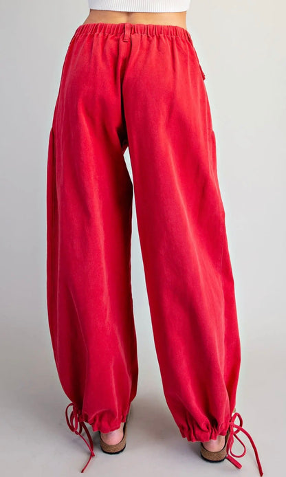 z   Mineral Washed Tie Cuff Pants